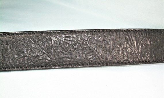 STERLING NAVAJO Buckle & Leather Belt-Vintage 925… - image 3