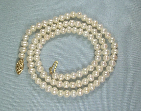 14K WHITE PEARL 18-1/4" Necklace-Vintage 14kt 585… - image 10