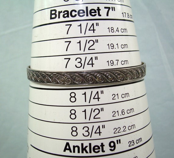 14.7g STERLING SCROLLS Bangle Bracelet-Vintage An… - image 8