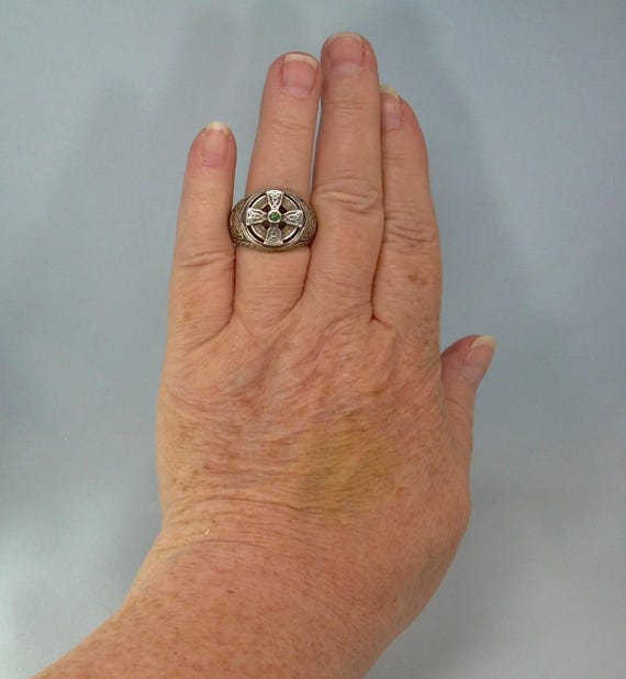 15.8g STERLING CELTIC CROSS Ring Size 10-3/4 Vintage 925 Silver