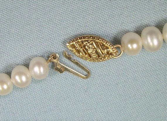 14K WHITE PEARL 18-1/4" Necklace-Vintage 14kt 585… - image 7