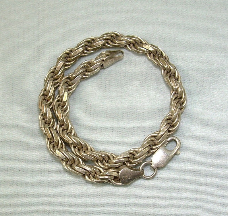 9 STERLING THICK ROPE Chain Bracelet-Vintage 925 Silver-Italy Hallmark-Solid Heavy 22.4g Thick Big Chunky Wide Byzantine Specialty Smooth image 1