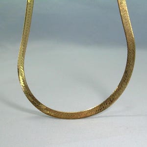 24" STERLING HERRINGBONE Flat Chain Necklace-Vintage Gold On 925 Silver-Italy MBC Hallmark-4mm Wide-Italian Snake Scales-Long Sturdy-12.1g