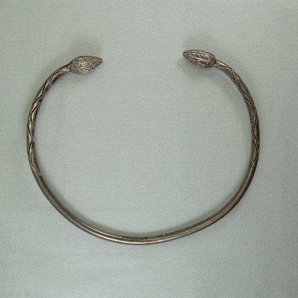 STERLING JAMAICA manchet Bangle armband-vintage 925 zilveren puntige cacao peulen kruisbloem kegel uiteinden-dikke draad arm band-Viking koppel Torq Torc