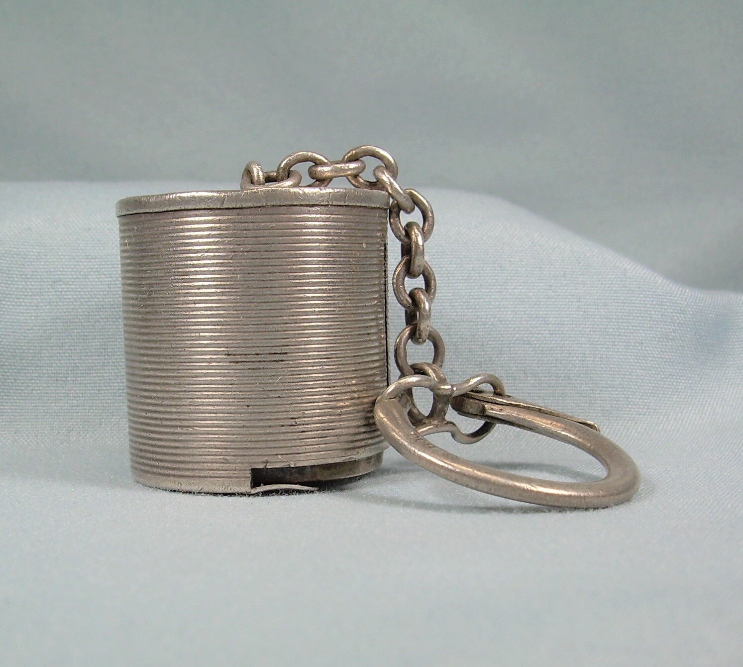 800 SILVER COIN HOLDER Pendant Fob Keychain Key Ring Chain-vintage