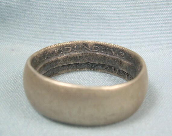 STERLING AUSTRALIAN Florin Coin Wide Band Ring Sz… - image 5