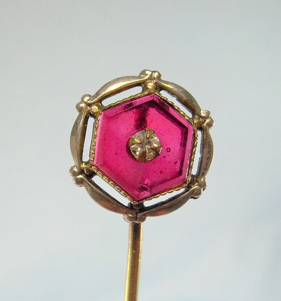 VICTORIAN Stick Pin Brooch-Vintage Antique Gold-J… - image 2