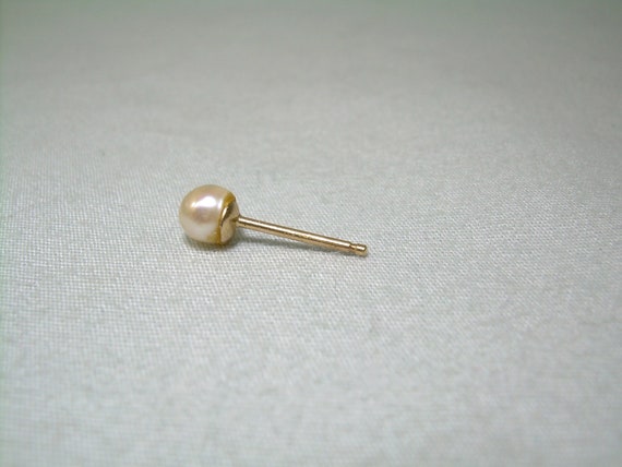 14K PEARL SINGLE Stud Post Earring-Vintage 14kt 5… - image 4