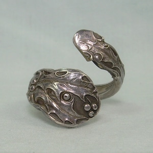 STERLING GORHAM MISTLETOE lepel wrap ring-vintage chunky 925 zilver-december hulst bessen bessen klimop plant bladeren winter herfst vakantie band