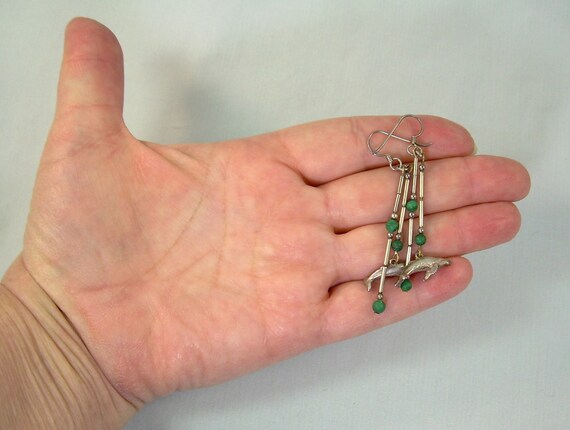 STERLING WHALES Beaded Wire Earrings-Vintage 925 … - image 10
