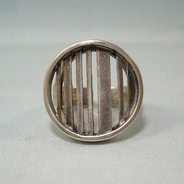 830 SILVER FINNISH MODERNIST Ring-Vintage Almost Sterling-Designer Suomen Kultaseppa Finland Hallmark-Scandinavian McM Modern Sculptural Art
