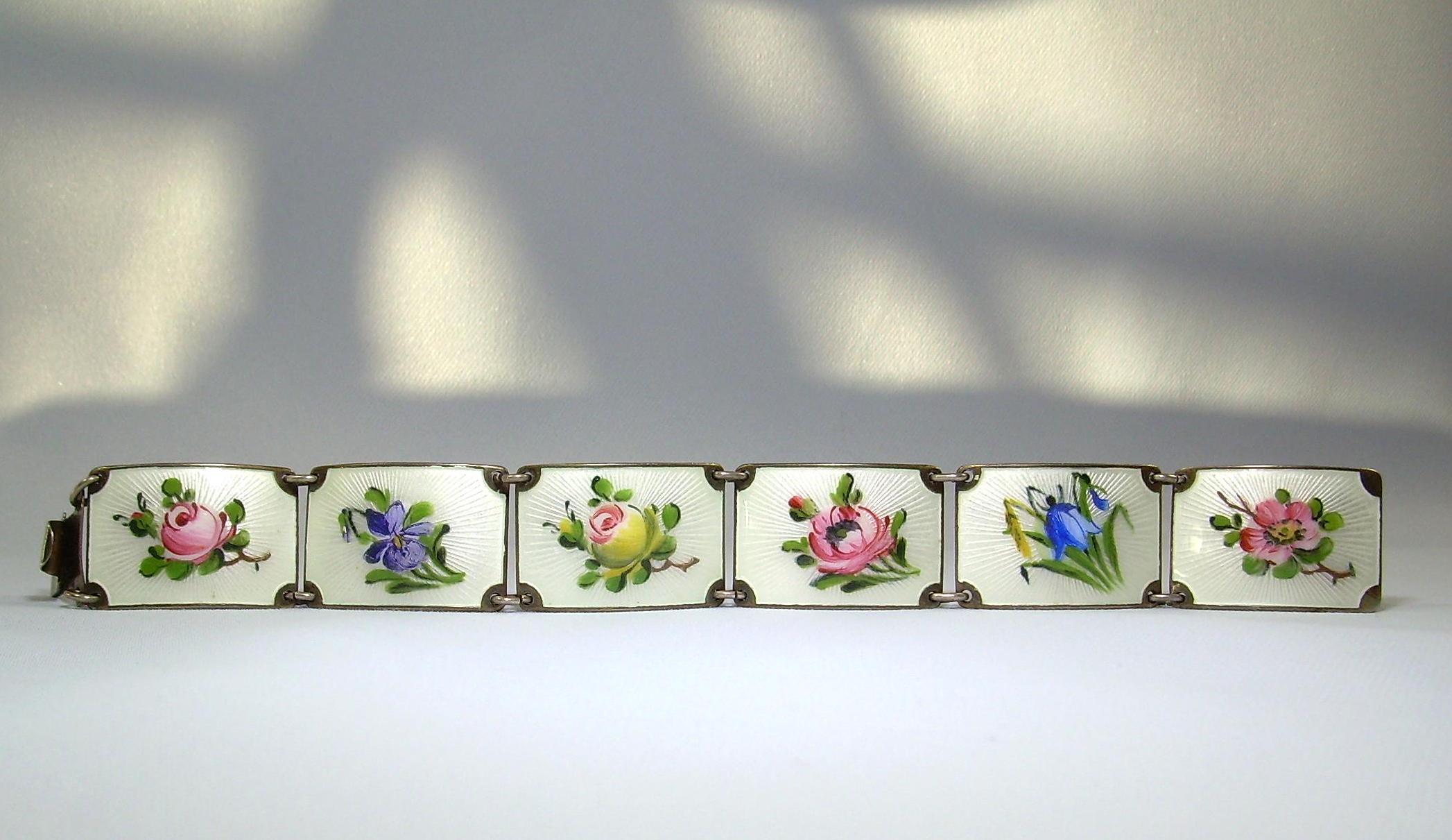 STERLING NORWEGIAN Flower Bracelet-vintage Antique Gold 925 Silver