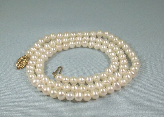 14K WHITE PEARL 18-1/4" Necklace-Vintage 14kt 585… - image 3