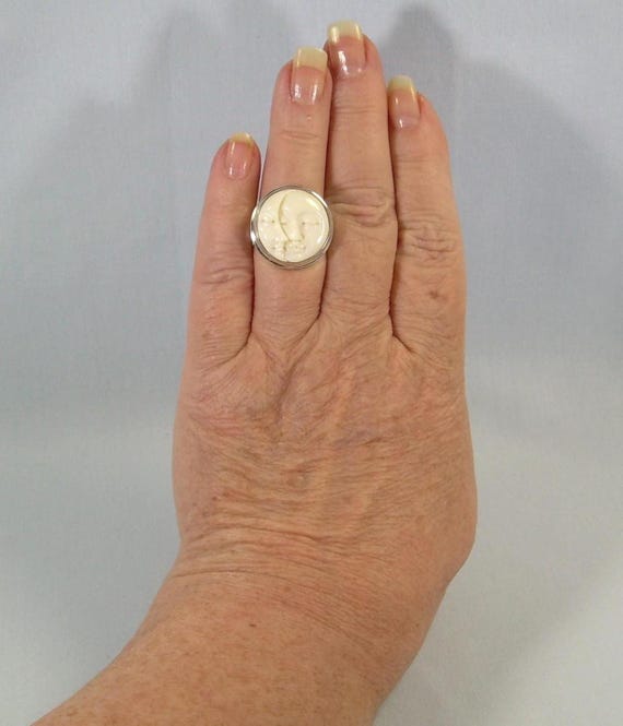 Reserved M-STERLING CELESTIAL FACES Ring Adjustab… - image 10