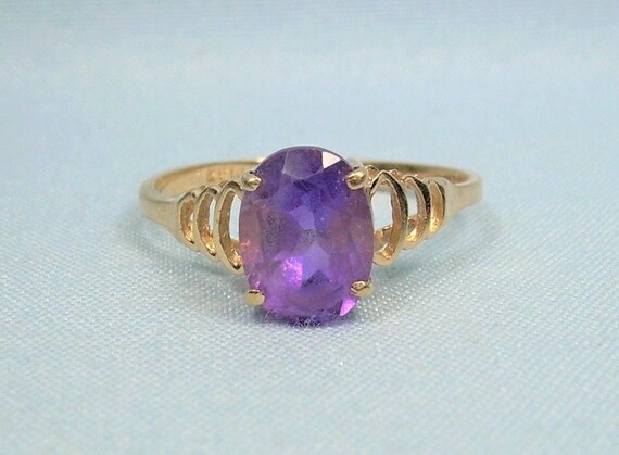 2g 14K AMETHYST Solitaire Ring Size 6-1/4 Vintage… - image 3