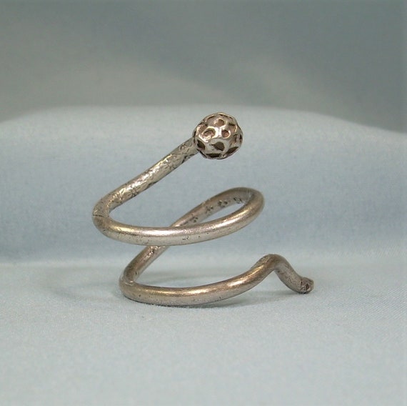 STERLING COILED SNAKE Adjustable Wrap Bypass Ring… - image 3