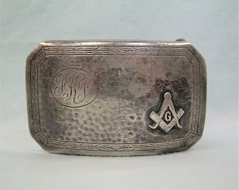 STERLING MASONIC Gürtelschnalle-Vintage 925 Silber-HMC Hickok Hallmark-Freimaurer