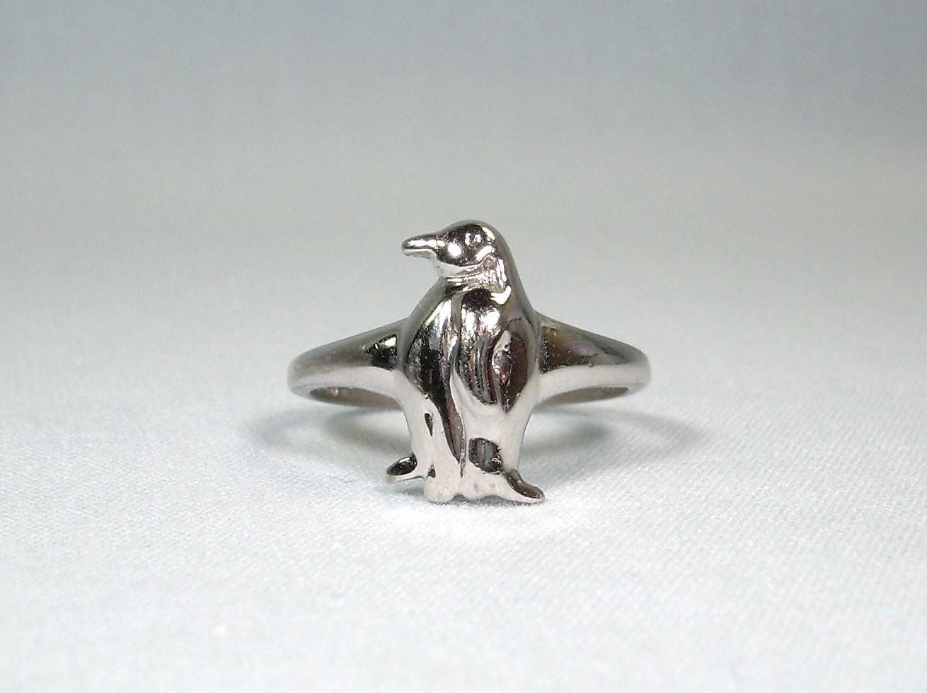 訳有 301g カントリーアーティスト スターリング シルバー ペンギン STERLING PENGUIN Band Ring Size 5-vintage 925 Silver-antarctic