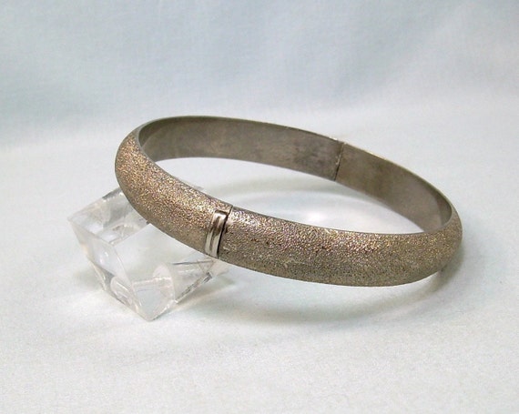 STERLING FROSTED Bangle Bracelet-Vintage 925 Silv… - image 1