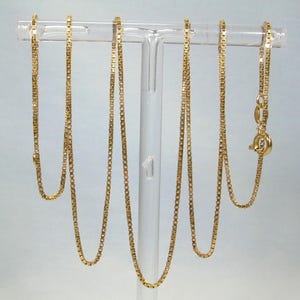 5.1g 18K 24-1/2" ITALIAN BOX LINK Necklace-Vintage 18kt 750 au Yellow Gold Chain-1mm-Arezzo Italy Valor Hallmark-62.23 cm Long Silky Smooth
