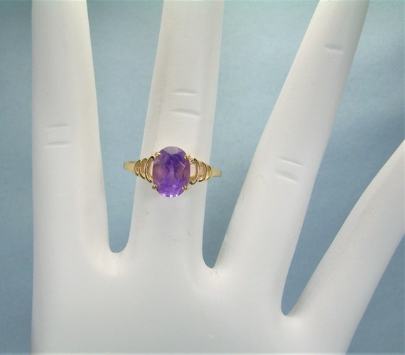 2g 14K AMETHYST Solitaire Ring Size 6-1/4 Vintage… - image 9