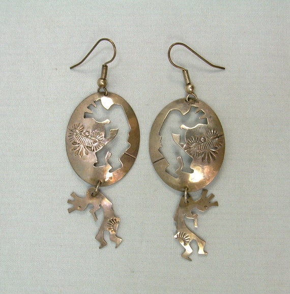 Long 'Dances Of Love' Vintage Hopi Native American Jewelry Silver Kokopelli Native American Jewelry Silver Earrings Long 'Dances Of Love' Vintage Hopi Native American Jewelry Silver Kokopelli Native American Jewelry Silver Earrings