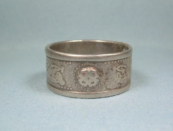 STERLING CELTIC WARRIOR Shield Ring-Vintage 925 S… - image 1