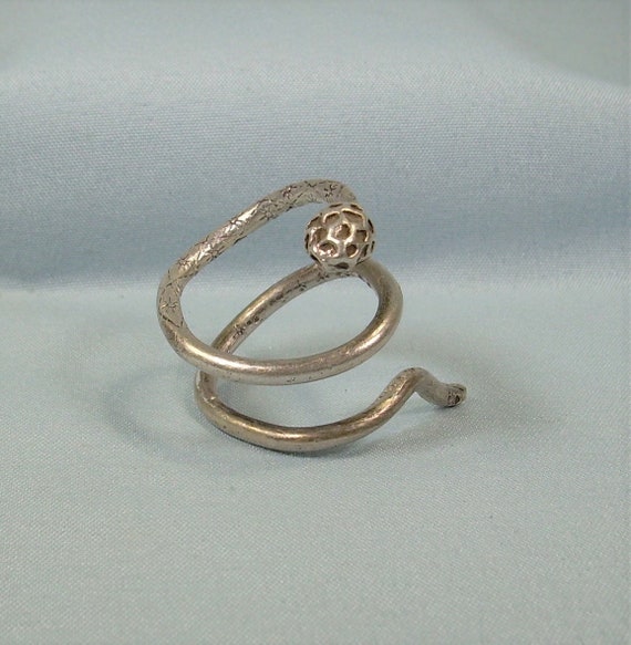 STERLING COILED SNAKE Adjustable Wrap Bypass Ring… - image 2