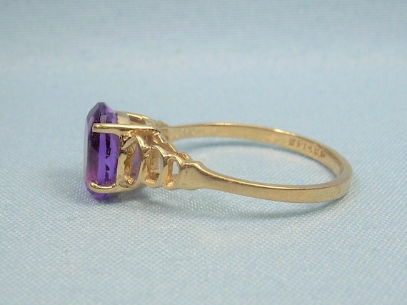 2g 14K AMETHYST Solitaire Ring Size 6-1/4 Vintage… - image 5