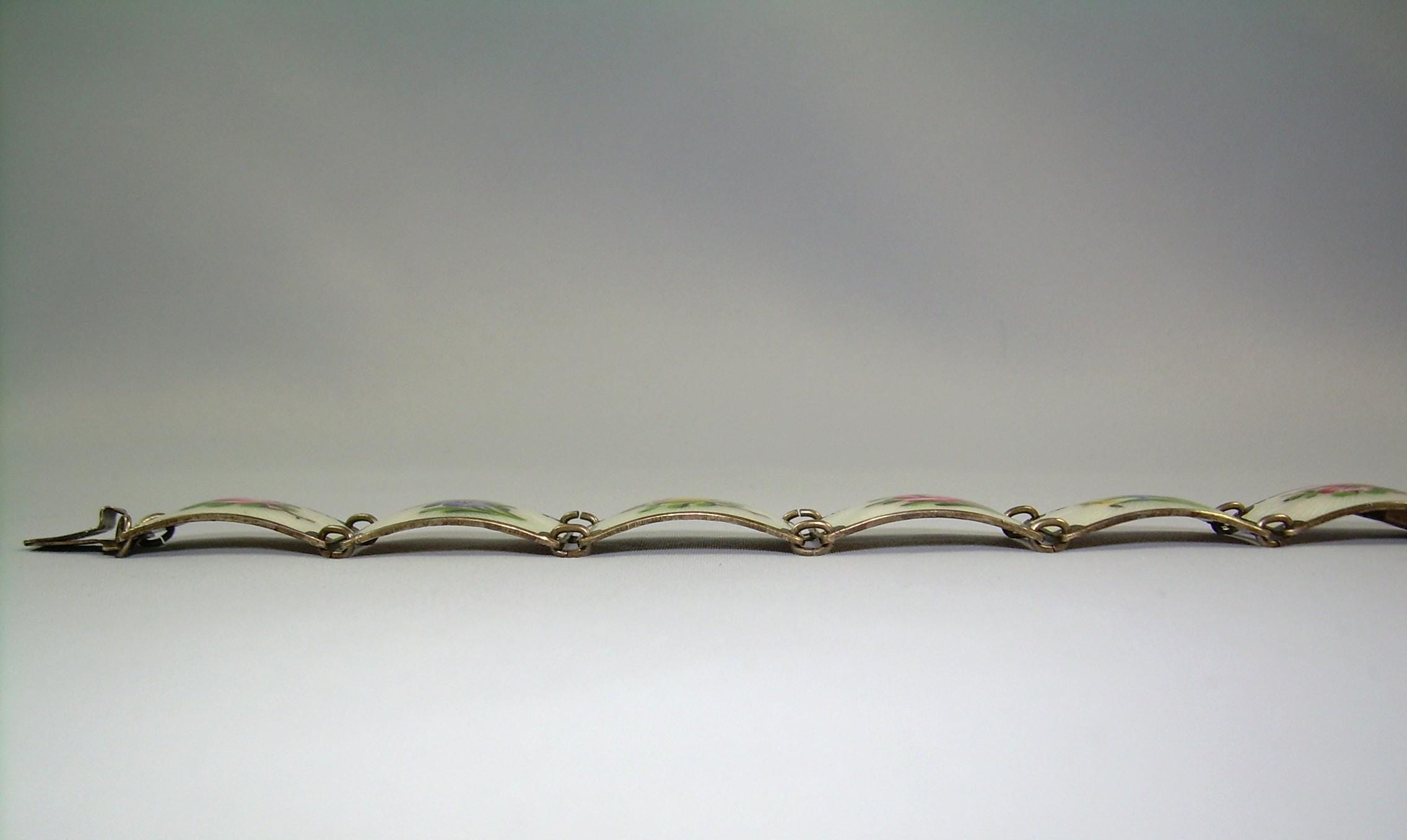 STERLING NORWEGIAN Flower Bracelet-vintage Antique Gold 925 Silver