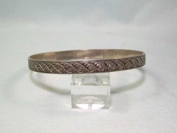 14.7g STERLING SCROLLS Bangle Bracelet-Vintage An… - image 5