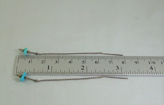 2-1/2" STERLING TURQUOISE Chained Post Stud Earri… - image 9