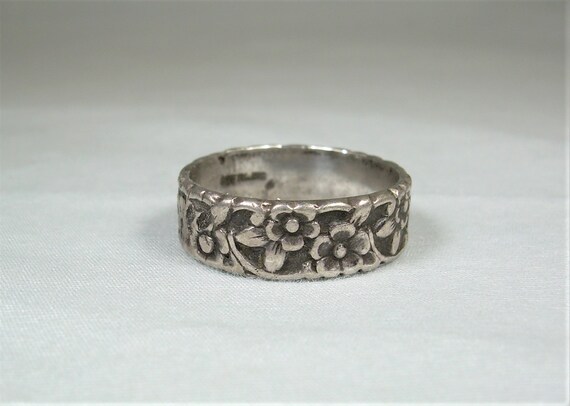 STERLING ANTIQUE FLOWERS Ring-Vintage 925 Silver-… - image 4