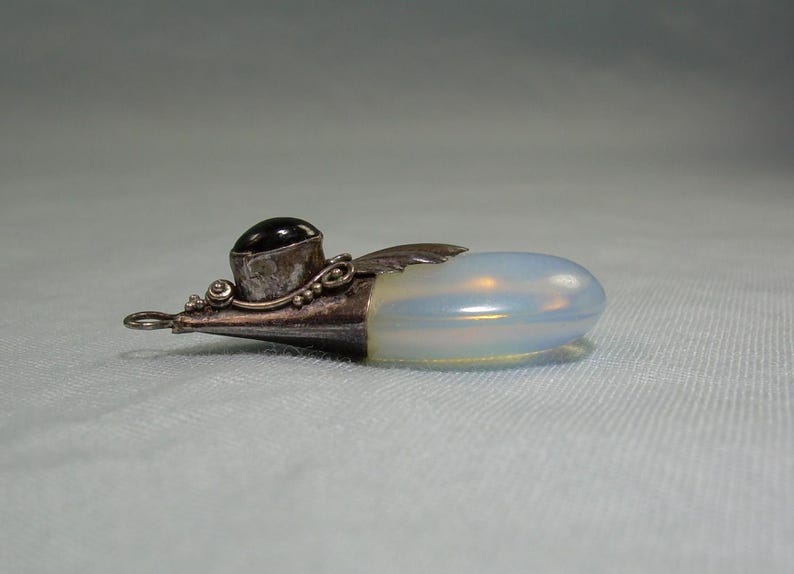 STERLING WATER OPAL Pendant Charmvintage 925 Silverblack Onyxblue
