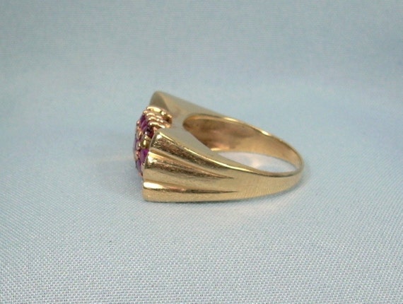 6.6g 14K RUBY CLUSTER Ring Sz 6-1/2 to 6-3/4 Vint… - image 3