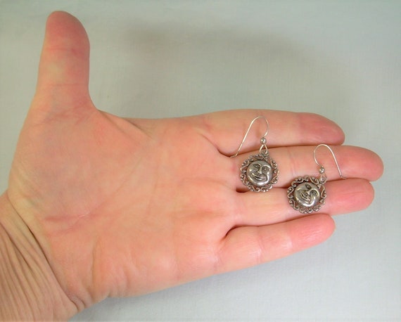 STERLING CELESTIAL Wire Hook Earrings-Vintage 925… - image 10