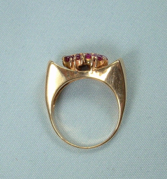 6.6g 14K RUBY CLUSTER Ring Sz 6-1/2 to 6-3/4 Vint… - image 6