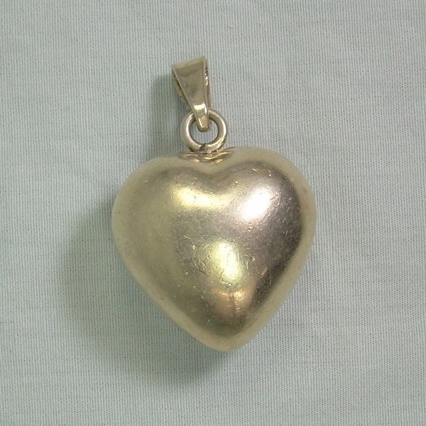 STERLING HARMONY BELL Puffy Heart Pendant Charm-Vintage 925 Silver-Taxco Mexico Hallmark-Chiming Music Chime Sound-Forever Love-Big Fat Loud