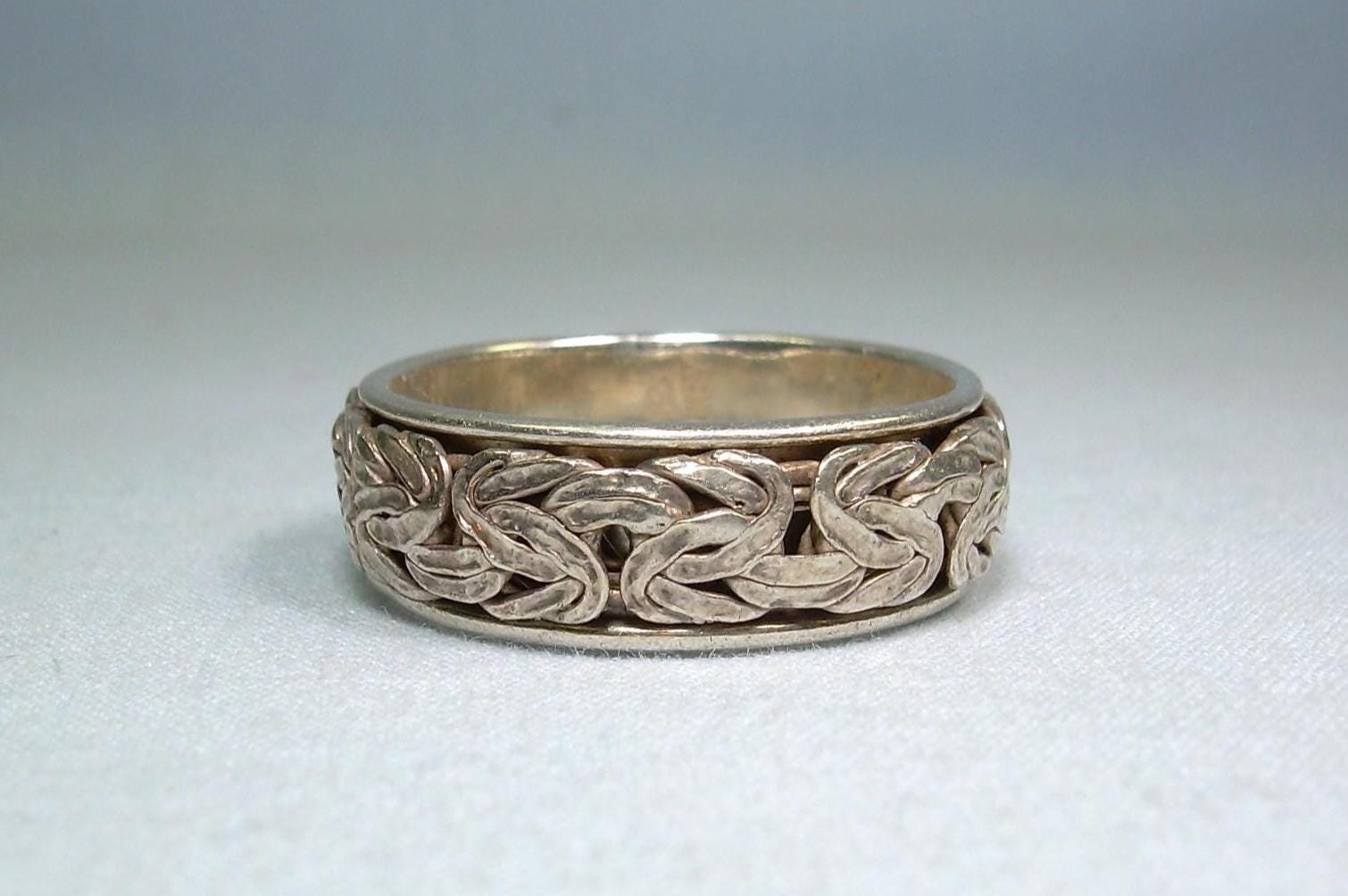 STERLING BYZANTINE Spinner Band Ring Size 9-vintage 925 Silver-ak