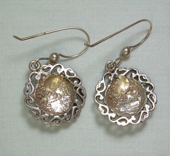 STERLING CELESTIAL Wire Hook Earrings-Vintage 925… - image 2