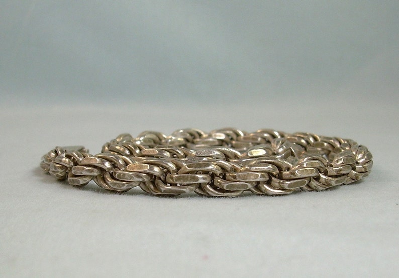 9 STERLING THICK ROPE Chain Bracelet-Vintage 925 Silver-Italy Hallmark-Solid Heavy 22.4g Thick Big Chunky Wide Byzantine Specialty Smooth image 4