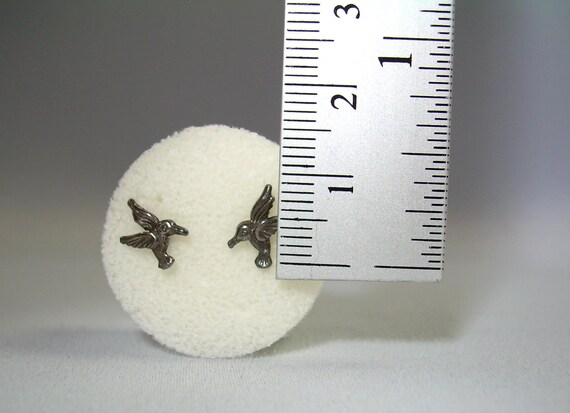 STERLING TINY HUMMINGBIRD Post Stud Earrings-Vint… - image 4