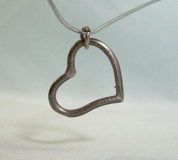 STERLING OPEN HEART Stencil Charm Pendant-Vintage… - image 4