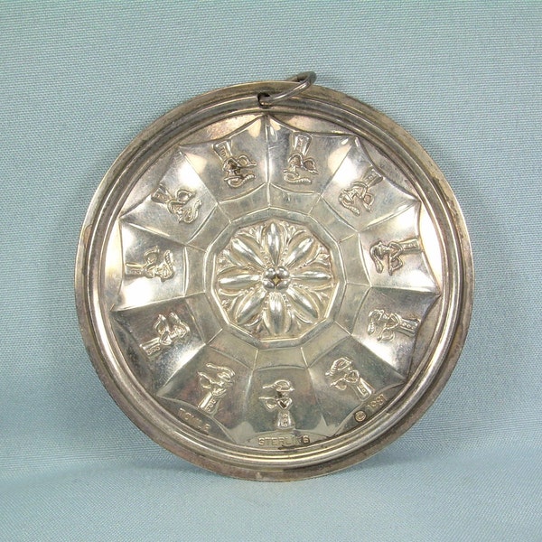 11th In Series-1981 Towle Eleven Pipers Piping Ornament Medallion-Vintage Sterling Silver-12 Days Christmas-Hallmark-No Box-Eleventh