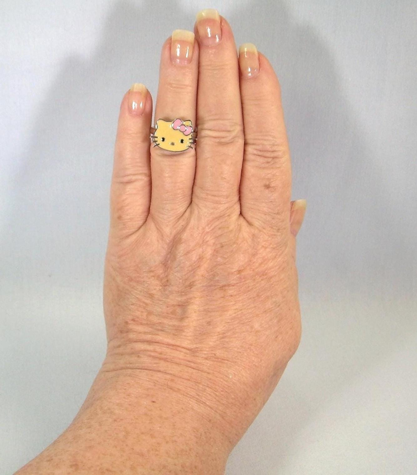 6.1g STERLING HELLO KITTY Ring Size 7-1/4 Vintage 925 Silver
