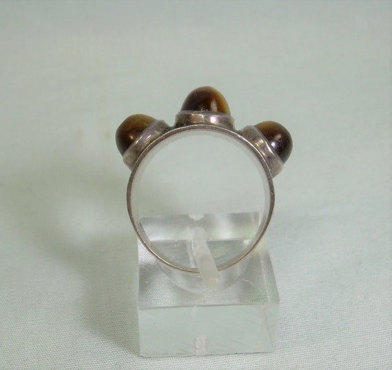 STERLING POINTED Tigers Eye Ring-Vintage 925 Silv… - image 7