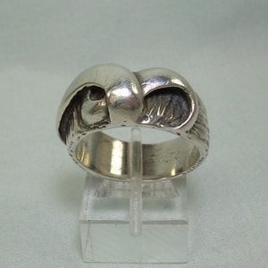 12.4g STERLING MODERN ABSTRACT Wide Band Ring-Vintage Heavy 925 Silver-Dewitt Hallmark-Modernist Organic Sculpture Art Form-Unique Odd