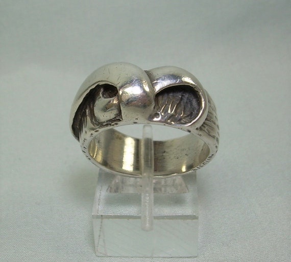 12.4g STERLING MODERN ABSTRACT Wide Band Ring-vintage Heavy 925 