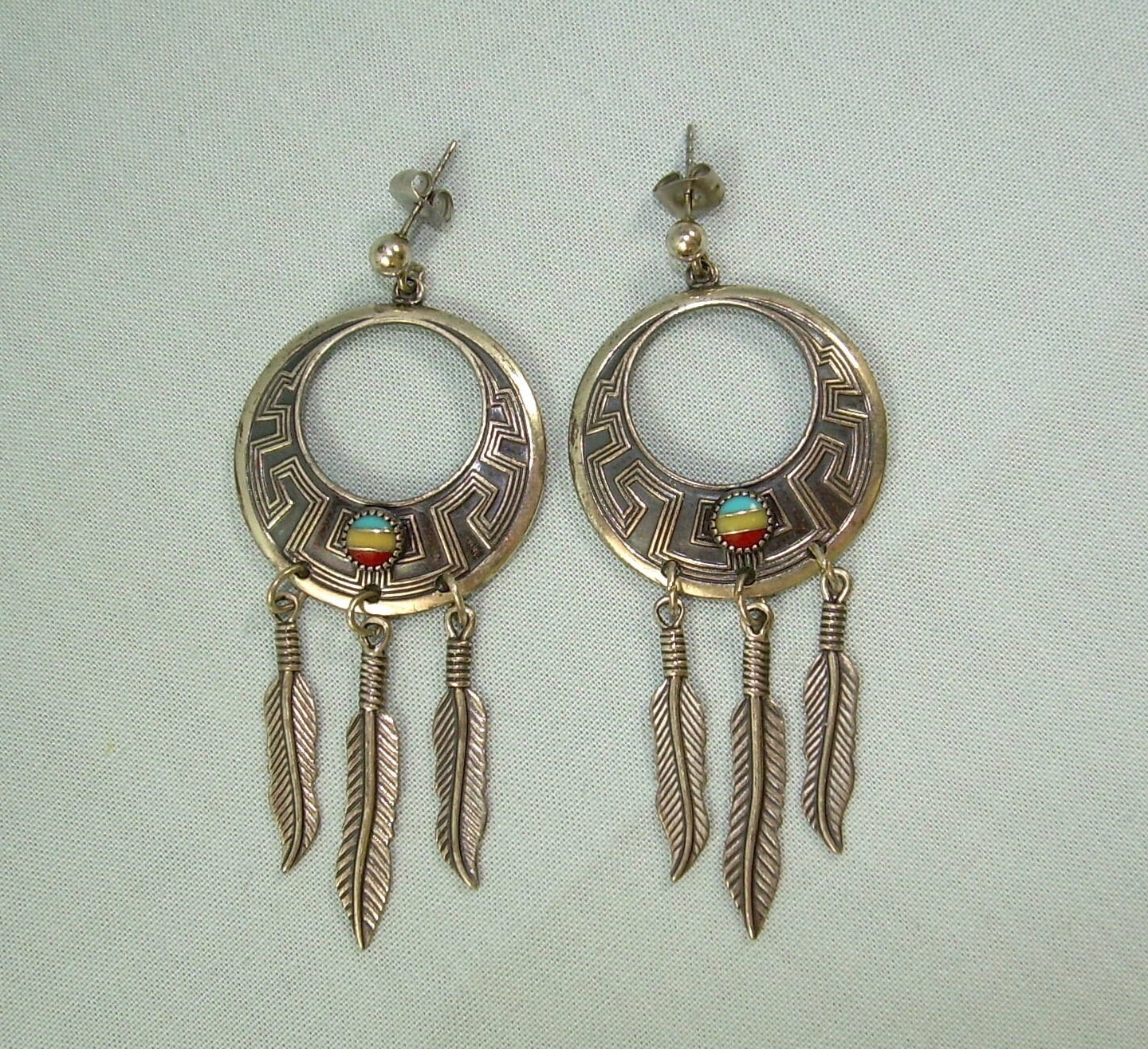 Rare Huge Vintage Native American Jewelry Navajo Dreamcatcher Sterling Silver Turquoise Earrings Rare Huge Vintage Native American Jewelry Navajo Dreamcatcher Sterling Silver Turquoise Earrings