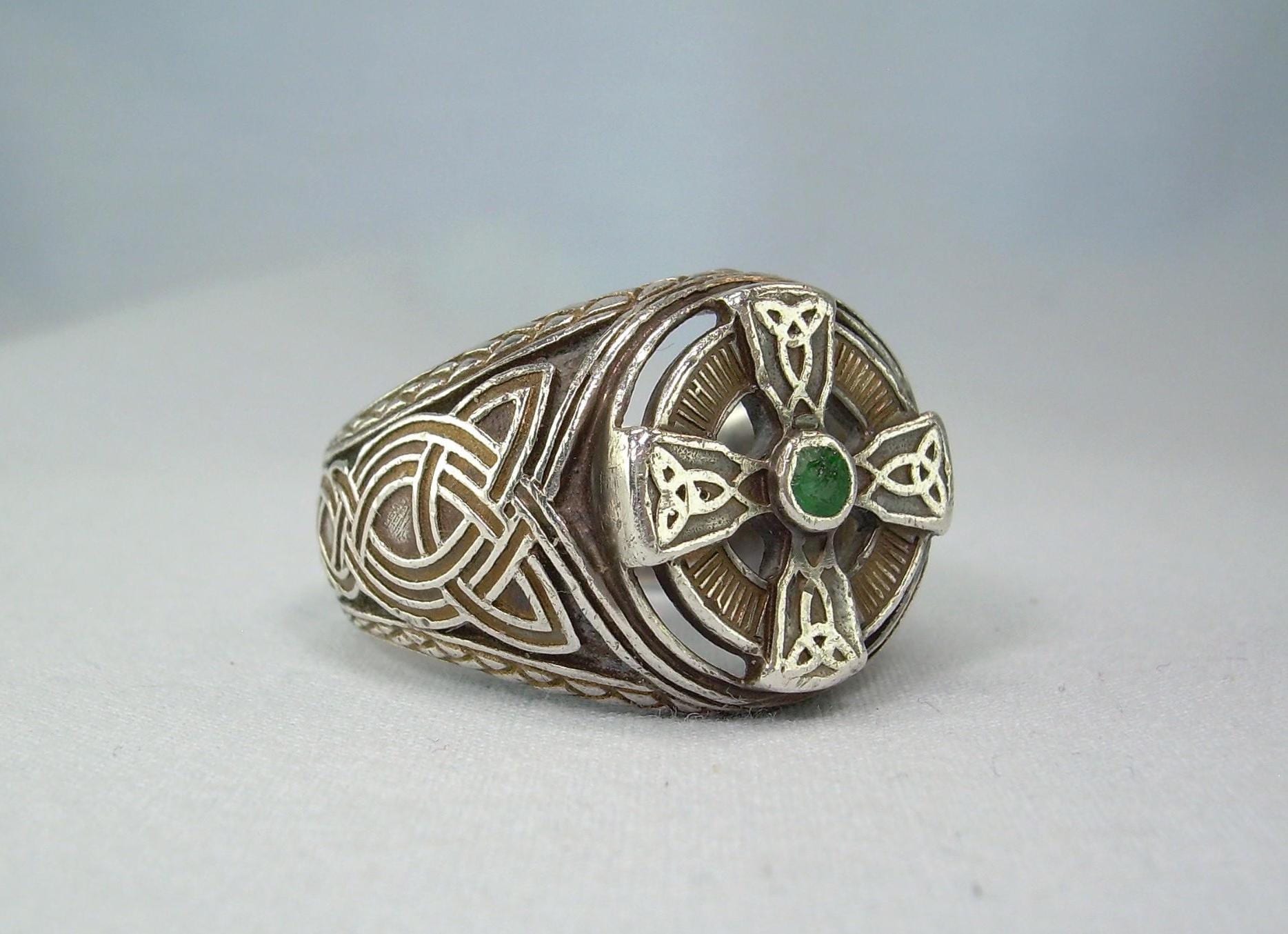15.8g STERLING CELTIC CROSS Ring Size 10-3/4 Vintage 925 Silver